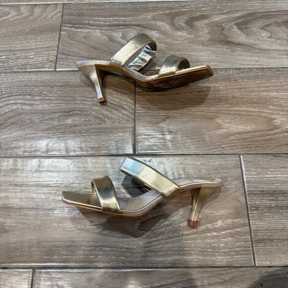 Vince Camuto Gold Aslee Square Toe Sandals Sz 8.5 - Picture 3 of 14